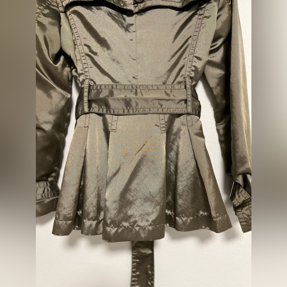 Zara Basic Double Breasted Metallic Olive Green C… - image 4